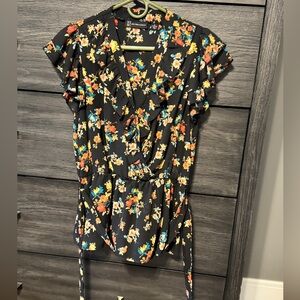 New York & Company Black Floral Blouse